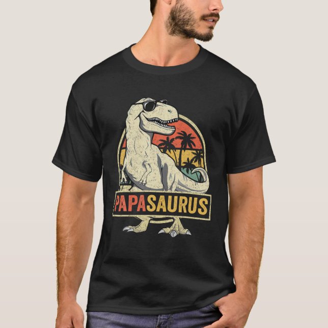 Mens Papasaurus Rex Vater Dinosaurier Familie Dino T-Shirt (Vorderseite)