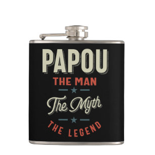 Mens Papou Shirt Geschenk: Der Mann, der Mythos, d Flachmann