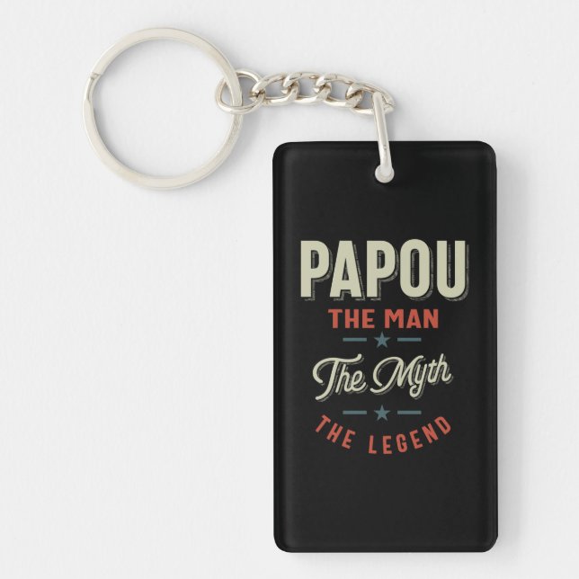 Mens Papou Shirt Geschenk: Der Mann, der Mythos, d Schlüsselanhänger (Vorderseite)