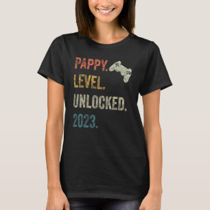 Mens Pappy Level Uncked 2023 Gamer Pregnancy Soo T-Shirt