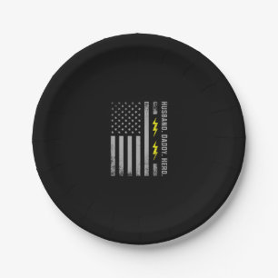 Mens Patriotic Electrical Vater American Flag Fars Pappteller