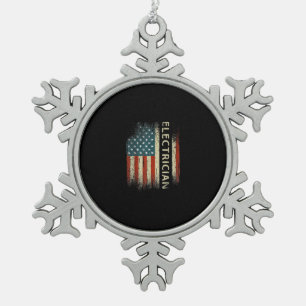Mens Patriotic Electrician spendet amerikanische F Schneeflocken Zinn-Ornament