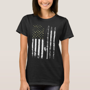 Mens Patriotic Fischen Camouflage US Flagge Bass F T-Shirt