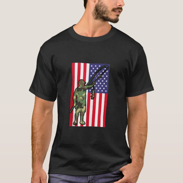 Mens Patriotic Fisherman Fishing Camouflage USA Am T-Shirt (Vorderseite)