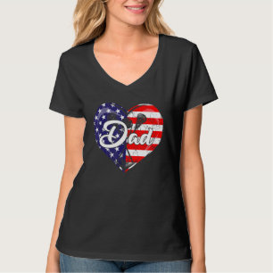 Mens Patriotic Lacrosse Vater American Flag Herz 4 T-Shirt