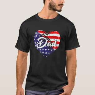 Mens Patriotic Rugby Vater American Flag Herz 4. O T-Shirt