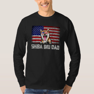 Mens Patriotic Shiba Inu Vater American Flag 4. T-Shirt