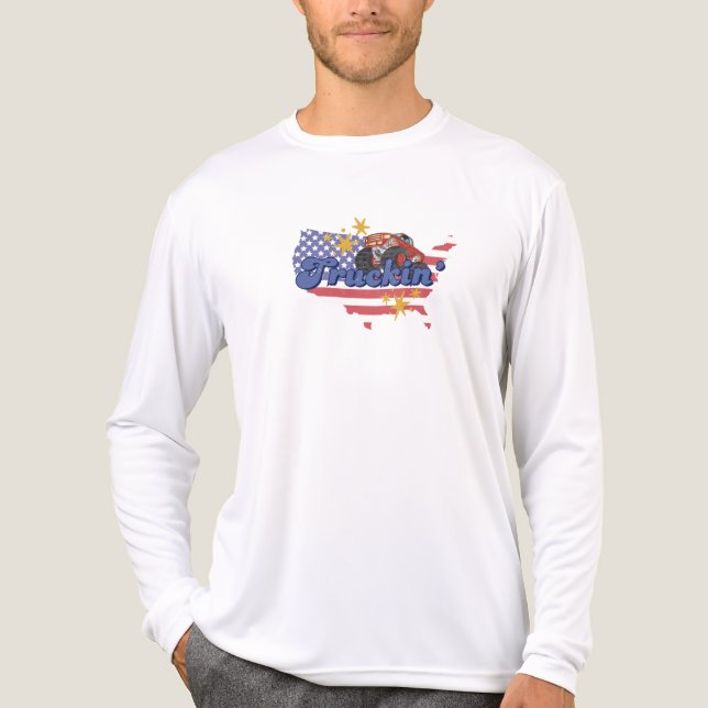 Mens Patriotic Truckin' Long Sleeve Tri-Blend Shirt (Vorderseite)
