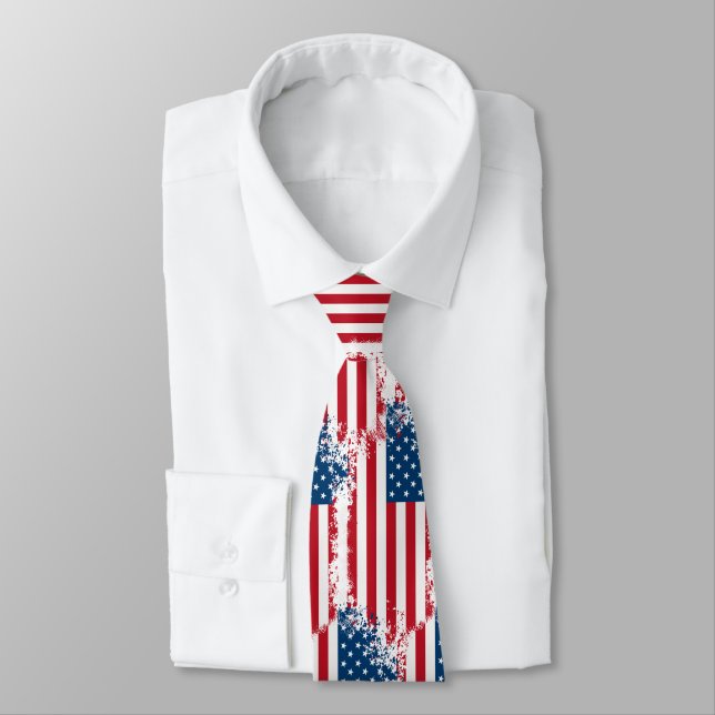 Mens Patriotic USA Flag Krawatte (Gebunden)