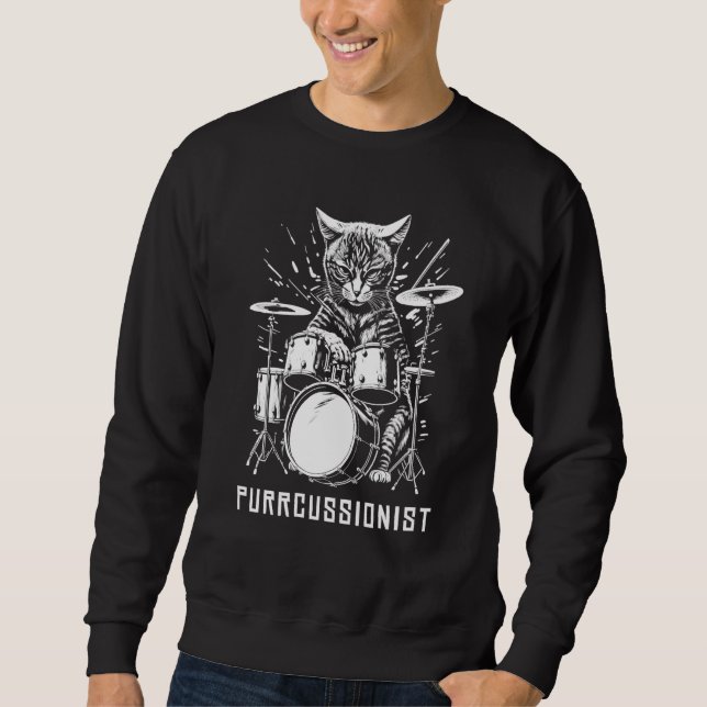 Men's Percussion Drummer Drumming Drums cat item Sweatshirt (Vorderseite)