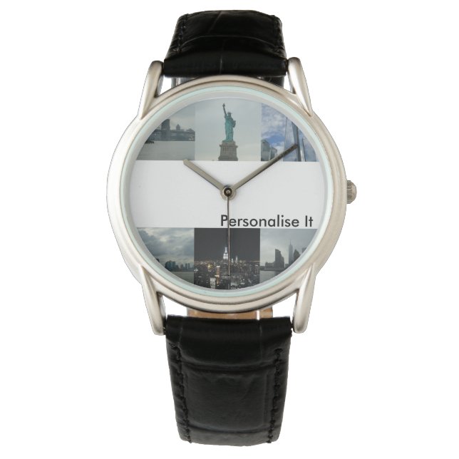 Mens personalisieren es New York Custom Foto Watch Armbanduhr (Vorderseite)