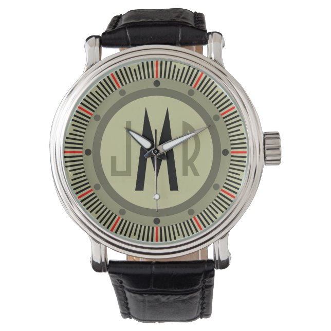 Mens Personalisiert Monogram Watch Armbanduhr (Vorderseite)