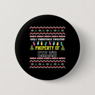 Mens Personalisiert Vorname Caleb Ugly Christmas Button