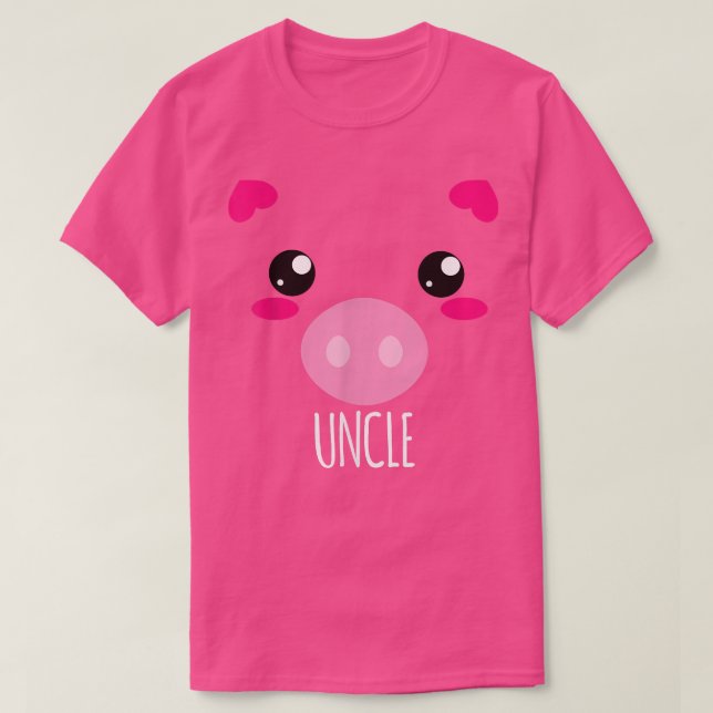 Mens Pig Face Kawaii Halloween Kostüm für Onkel F T-Shirt (Design vorne)