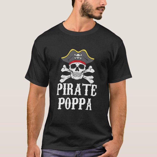 Mens Pirate Poppa Father Matching Family Halloween T-Shirt (Vorderseite)