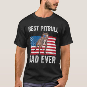 Mens Pitbull Vater American Flag Pittie Vater Dog T-Shirt