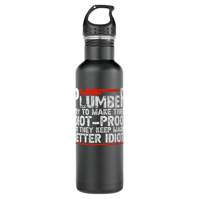 Mens Plumber versuche ich, Dinge zu machen idiot P Edelstahlflasche (Vorderseite)