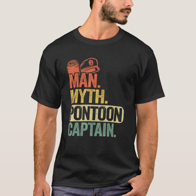 Mens Pontoon Boat Captain Vater Grandpa Man Myth P T-Shirt (Vorderseite)