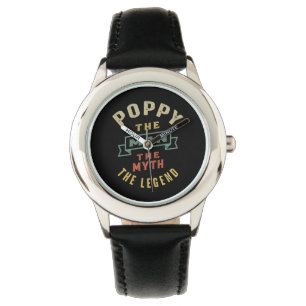 Mens Poppy The Man Myth Legend Vater Gift Armbanduhr