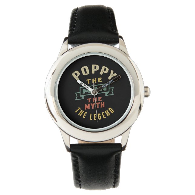 Mens Poppy The Man Myth Legend Vater Gift Armbanduhr (Vorderseite)