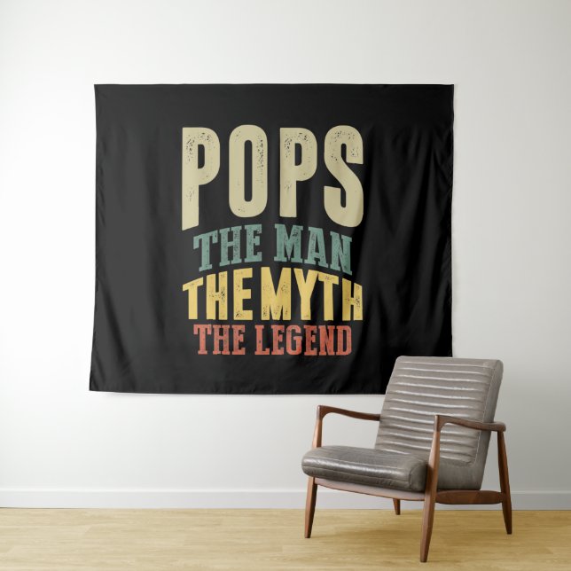 Mens Pops Der Mensch Myth Legend Vater Geschenk Wandteppich (Beispiel (Horizontal))