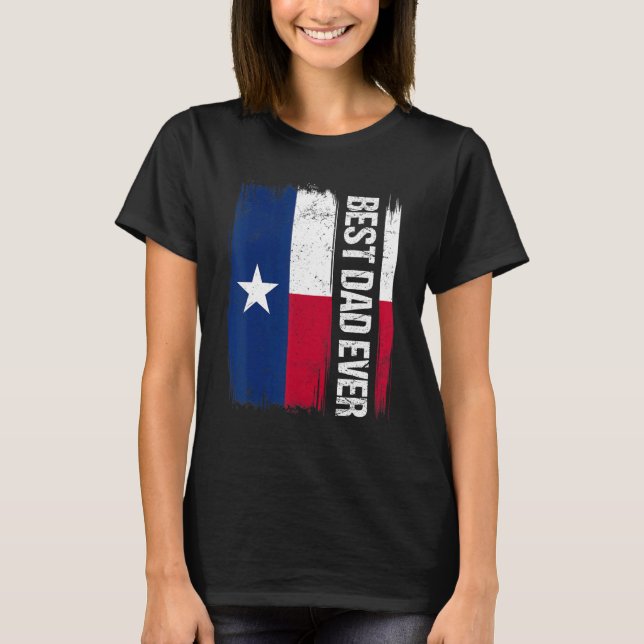 Mens Pride Best Vater Texas State Flag T-Shirt (Vorderseite)
