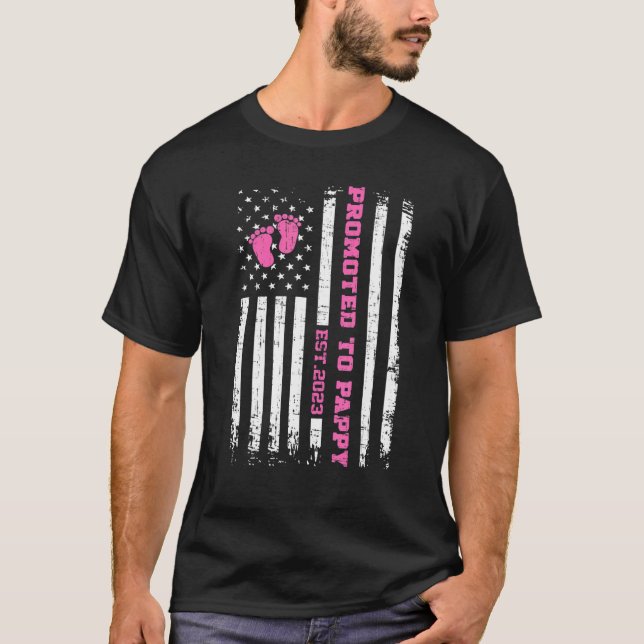 Mens Promoted To Pappy 2023 American Flag T-Shirt (Vorderseite)
