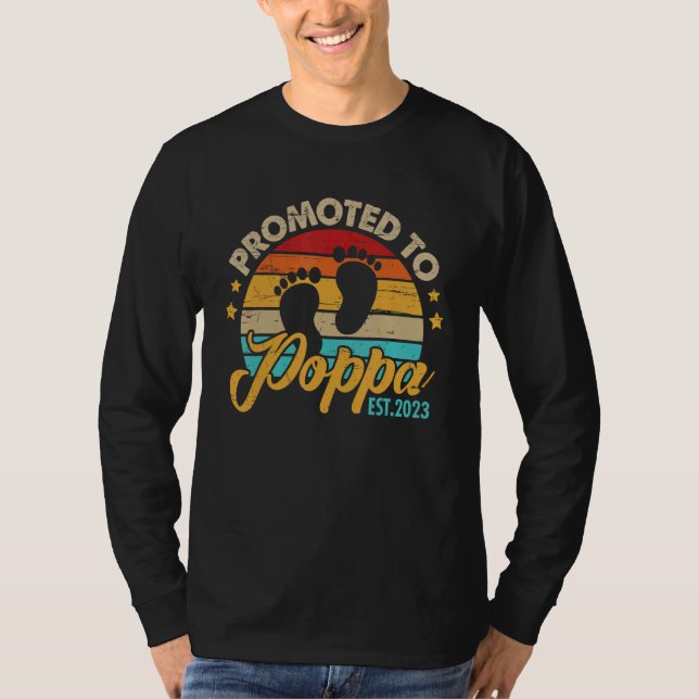 Mens Promoted to Poppa 2023 Father's Day  First Ti T-Shirt (Vorderseite)