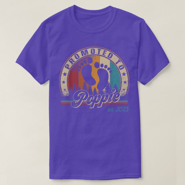 Mens Promoted to Poppie Est 2023 First Time Father T-Shirt (Design vorne)