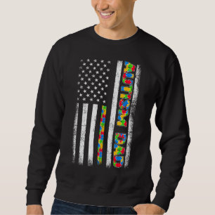 Mens Proud Autism Vater American Flag Vatertag Sweatshirt