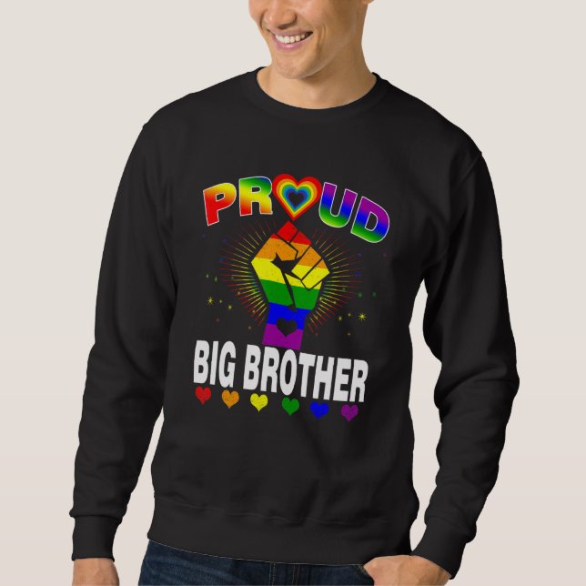 Mens Proud Big Brother Rainbow Lgbt Gay Pride Mon Sweatshirt (Vorderseite)