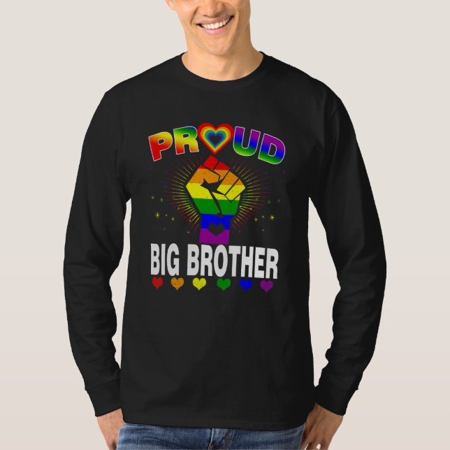 Mens Proud Big Brother Rainbow Lgbt Gay Pride Mon T-Shirt (Vorderseite)