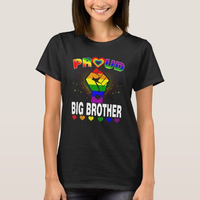 Mens Proud Big Brother Rainbow Lgbt Gay Pride Mon T-Shirt (Vorderseite)