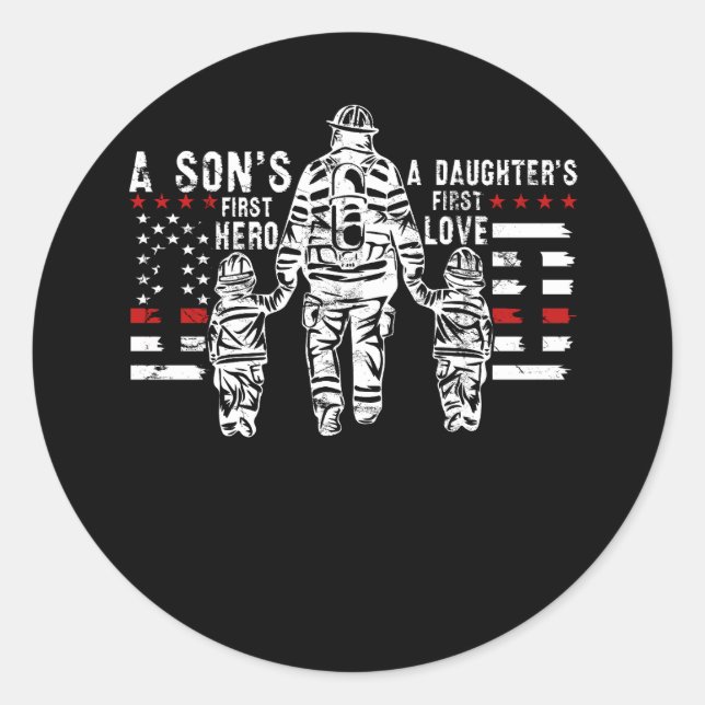 Mens Proud Firefighter Vater Daddy Fireman Vater F Runder Aufkleber (Vorderseite)
