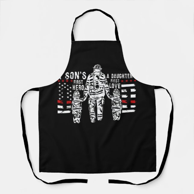 Mens Proud Firefighter Vater Daddy Fireman Vater F Schürze (Vorderseite)