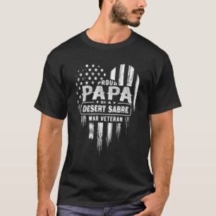 Mens Proud Papa Vater Desert Säbelkriegsveteran Am T-Shirt