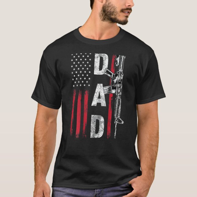 Mens Proud Vater Daddy Gun Rights Ar 15 American F T-Shirt (Vorderseite)
