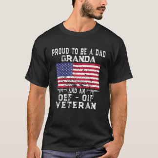 Mens Proud Vater Granda OEF OIF Veteran Retro US F T-Shirt