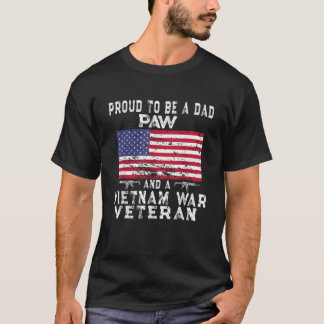 Mens Proud Vater Paw Vietnam Veteran Retro US Flag T-Shirt
