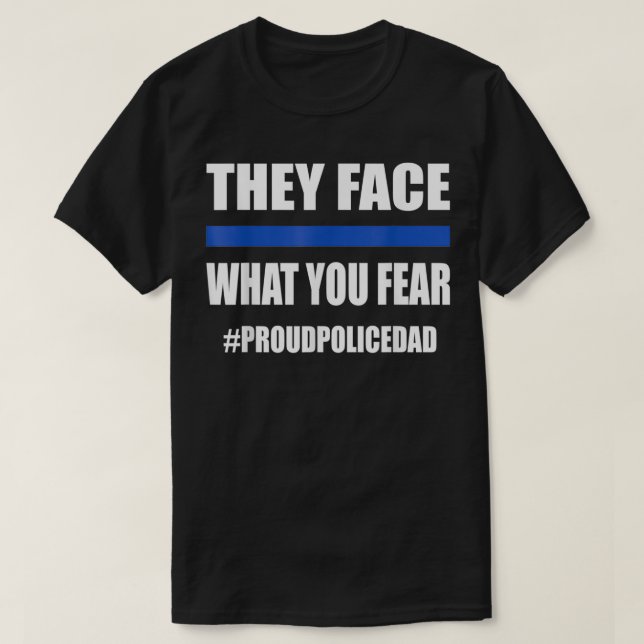 Mens Proud Vater Polizeibeamter Vater Blue Lin T-Shirt (Design vorne)