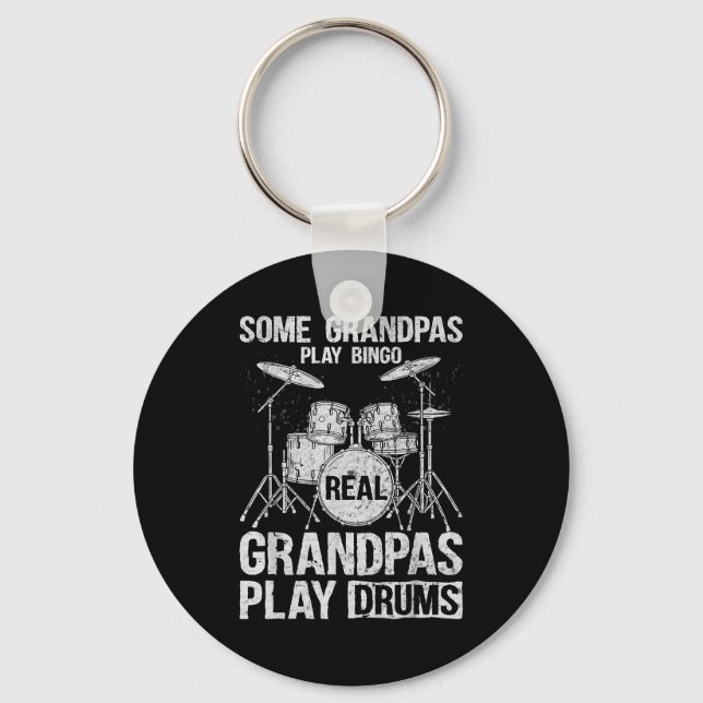 Mens Real Grandpa Play Drums Percussionist Drummer Schlüsselanhänger (Vorderseite)