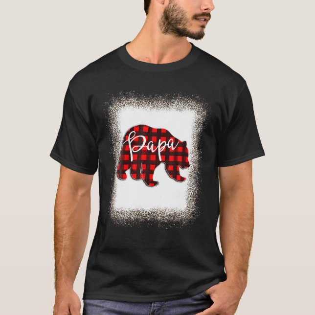 Mens Red Kariert Papbear Matching Pajama Family Bu T-Shirt (Vorderseite)