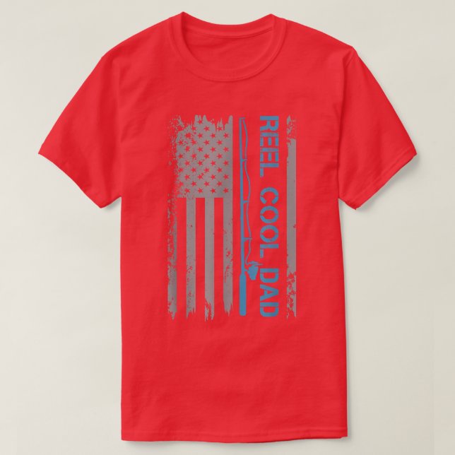 Mens Reel Cool Dad Fishing American Flag Patriotic T-Shirt (Design vorne)