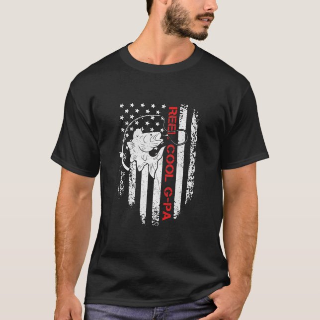 Mens Reel Cool GPa Shirt American Flag Fishing (Vorderseite)