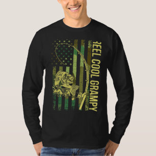 Mens Reel Cool Grampy American Flag Fisherman Reel T-Shirt