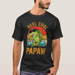 Mens Reel Cool Papaw Fisherman Vinatge Daddy Fathe T-Shirt