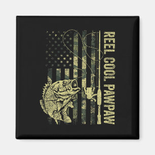 Mens Reel Cool Pawpaw Camouflage American Flag Fla Magnet