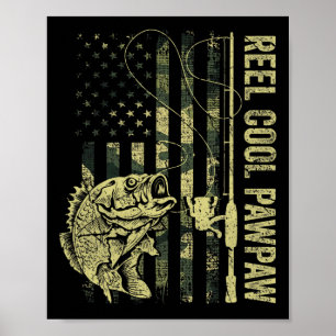 Mens Reel Cool Pawpaw Camouflage American Flag Fla Poster