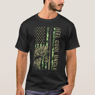 Mens Reel Cool Uncle Camouflage American Flag Flag T-Shirt