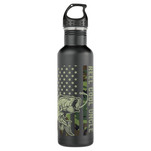 Mens Reel Cool Uncle Camouflage American Flag Funn Edelstahlflasche (Vorderseite)